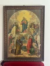 ARTE SACRA canvas 61x84 cm SALESIANI TORINO '800 cromolito MARIA AUSILIATRICE  