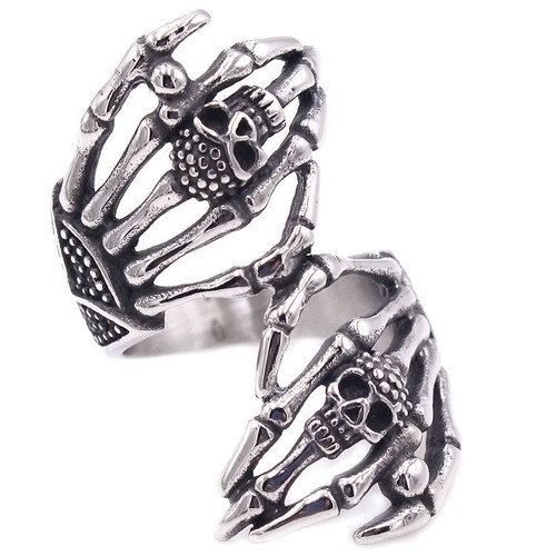 Anello gotico doppio teschio - doppio,