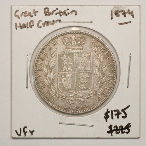 1874 half crown - half, queen