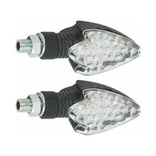 Coppia mini frecce moto LED omologate universali carbon-look gambo corto