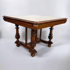 Tavolo antico allungabile in legno di noce da pranzo quadrato d'epoca 900 + Prol