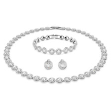 Collana Tennis Orecchini Angelica Sposa Matrimonio Adulto Braccialetto Set Ispirato 3pz