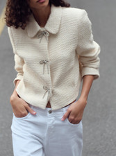 Giacca ZARA ecrù testurizzata