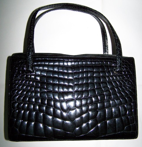Borsa coccodrillo nero vintage - coccodrillo,