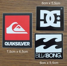 3 adesivi sticker Billabong Quiksilver DC surf windsurf kiteboard big wave