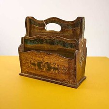 porta lettere vintage in legno decorato