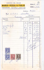 FATTURA con marca da bollo MARCO PESSA & FIGLIO emporio del dolce Pordenone 1963