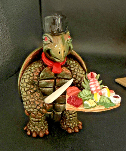 Turtle sushi chef - chef, pewter