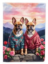 French Bulldog Two Hearts Flag