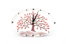 Orologio Da Parete Ovale Carta Pietra Raffigurante Albero Della Vita Rosso NUOVO