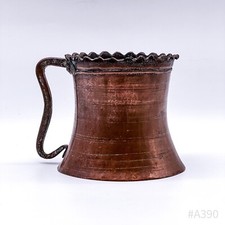 Antico Pentola Brocca con Manico IN Rame, Forgiato a Mano 18x16cm