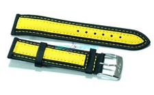 Cinturino orologio tessuto cordura imbottito 20mm nero giallo tipo sector s20g