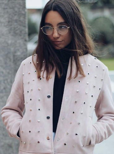 Zara giacca camoscio borchiato - camoscio,