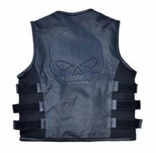 Real pelle gilet - pelle, skull