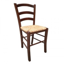 N.2 SEDIE IN LEGNO CON SEDUTA IN PAGLIA TINTA NOCE SCURO