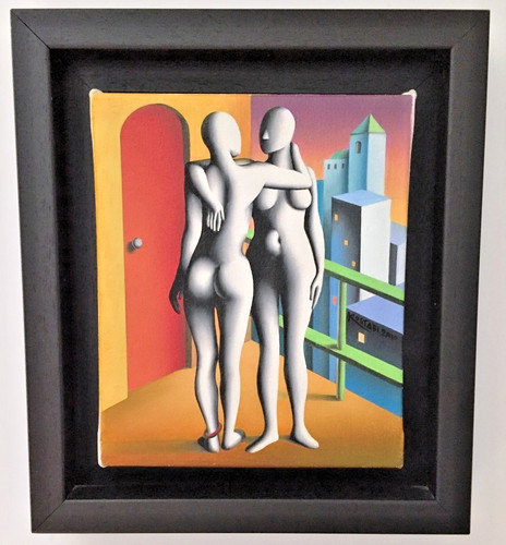 Mark kostabi olio su - kostabi, tela