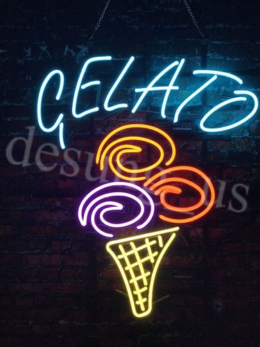 Insegna luminosa neon gelato - insegna,