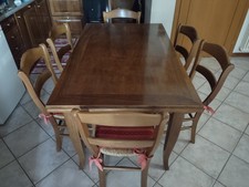 Tavolo allungabile in legno massello completo di 6 sedie impagliate 