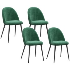 HOMCOM Set 4 Sedie Imbottite e Moderne in Tessuto Effetto Velluto Verde