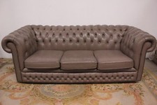 Bel divano chesterfield chester pelle inglese originale 3 posti colore tortora