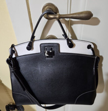 Borsa Donna Furla Pelle Bianca Nera Lucchetto Mano Tracolla Come Nuova Cartellin