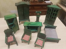 Miniature in legno VINTAGE Casa delle Bambole arredamento 9 PEZZI CON ANTE APRIB