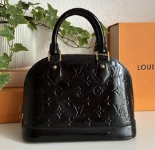 Louis Vuitton Alma Bb nero vernice pelle verniciata colorata borsa artigianale originale 
