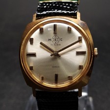 Orologio polso uomo MEC laminato oro carica manuale 17 rubis non usato