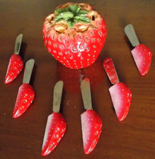 Set 6 Coltelli a forma di Fragola per spalmare Creme Burro Formaggio Marmellata