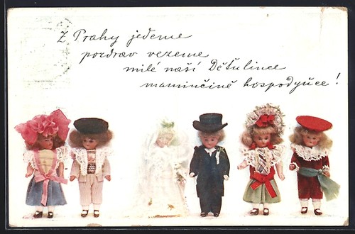 Cartolina coppia bambole - coppia, di