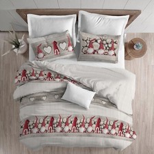 COPRIPIUMINO FLANELLA TIROLO GNOMO ROSSO PENSIERI DELICATI SINGOLO MADE IN ITALY