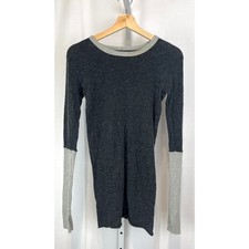 Maglia girocollo ENZA COSTA cotone cashmere colorblock fori pollice grigio taglia M