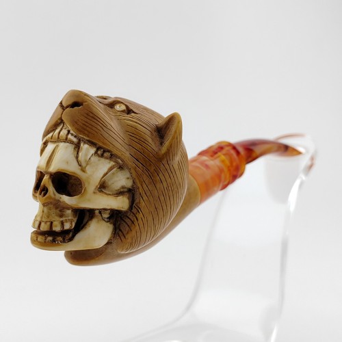 Skull block meerschaum pipe - block,