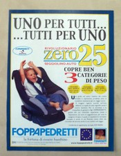 A785-Advertising Pubblicità-2000- ZERO 25 - SEGGIOLINO AUTO - FOPPAPEDRETTI