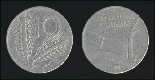 Lire 1953 spighe - 1953, aratro