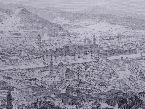 Firenze veduta xilografia - firenze,, veduta,