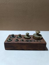 Antica Pesiera per Bilancia con 13x Antichi Pesi da 1 Kg a 1 gr in Ottone