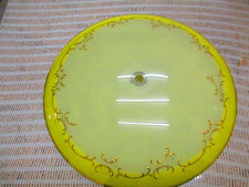 Piatto Lampadario  anni '50 Vintage (Vetro Senape con bordo e ricami dorati)  FC