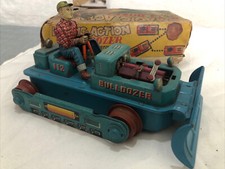 GIOCATTOLO BULLDOZER T.N IN LATTA D’EPOCA-MADE IN JAPAN-CON SCATOLA