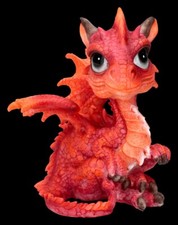 Figura di Drago Bambino Rosso - Fuoco Dragonling - Fantasy Gotico Deko Regalo