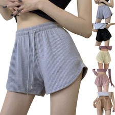 Pantaloncini estivi cordini fitness casual vita alta sciolto colore massiccio