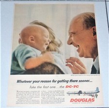 Pubblicita' DOUGLAS AIRLINES DC-7C - Aerei anni 50 clipping 24x33 - 6