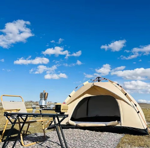 Person pop camping tent - up,