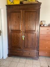 armadio a due ante con cassetti, marrone, stile arte povera