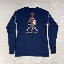 Maglia Powell Peralta Skateboards 2006 Teschio e Spada Manica Lunga Navy LS Tg S