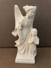 Gorgeous BIANCHI Lady Guardian Angel & Girl Praying Figurine Made in Italy