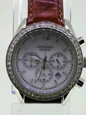 OROLOGIO DONNA COCCINELLE ACCIAIO PELLE CRONO STRASS FUNZIONANTE (33)