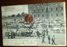 Cartolina d'epoca paesagg Italia Toscana Siena Fiera bestiame piazza d armi merc