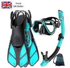 Set Snorkeling Adulti con Pinne, Maschera Snorkeling con Pinne da Nuoto Regolabili - S/M