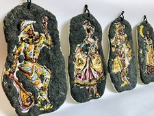 ? Wall Plates SAM Vintage 50s 60s 4 Piastre Ceramica Maschere San Marino